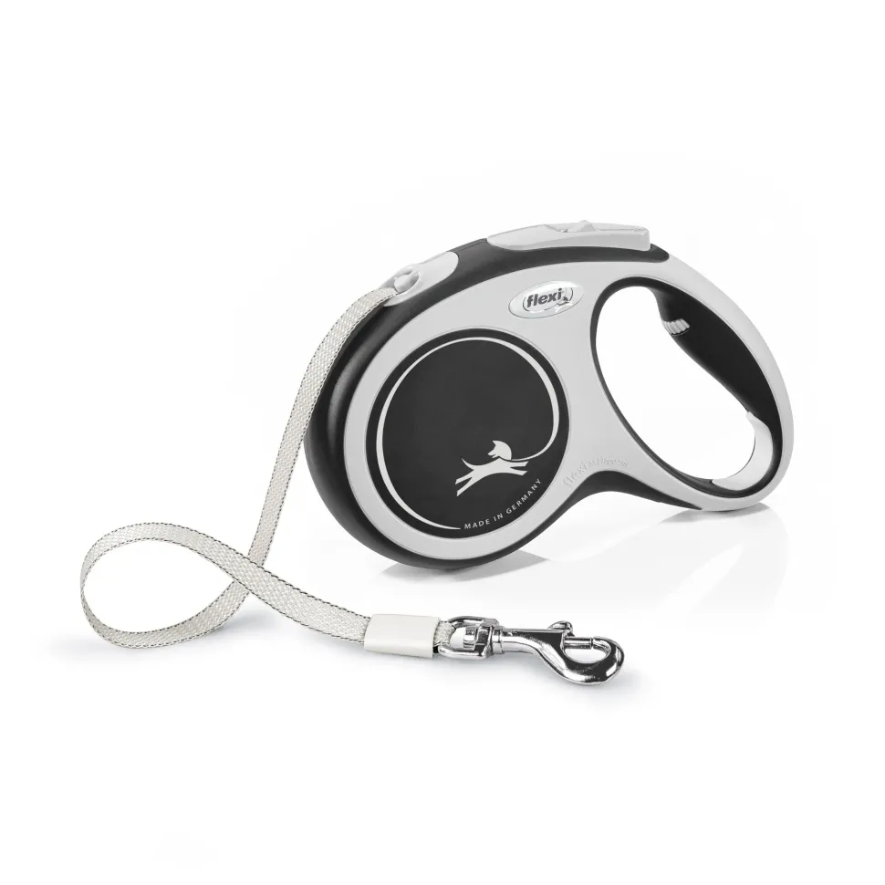 Flexi New Comfort Tape Rectractable Dog Leash - 110 Lbs - Gray - Large - 26 Feet