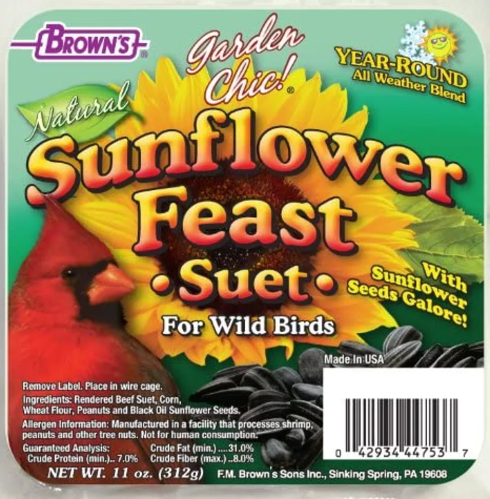 F.M. Brown's Sunflower Feast Suet Suet Cakes Bird Food - 11 oz