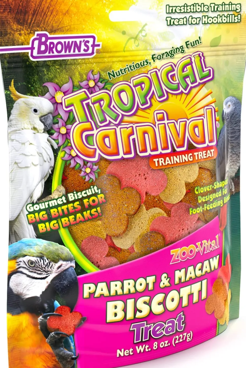F.M. Brown's Super Premium Biscotti Biscuits Parrot-Macaw Bird Treats - 8 oz