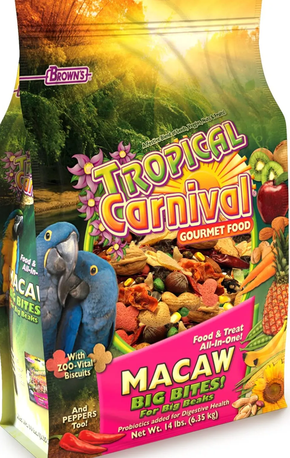 F.M. Brown's Tropical Carnival Macaw Big Bites Bird Food - 14 lb Bag