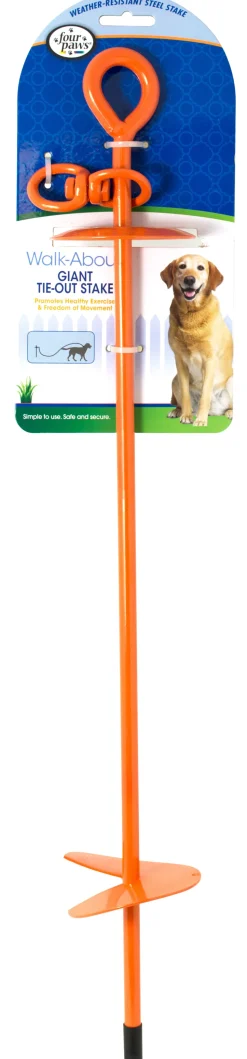 Four Paws Walk-About Dog Tie Out Stake Orange - 28 in