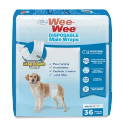 Four Paws Wee-Wee Disposable Male Dog Wraps Male Wraps - Medium/Large - 36 Count