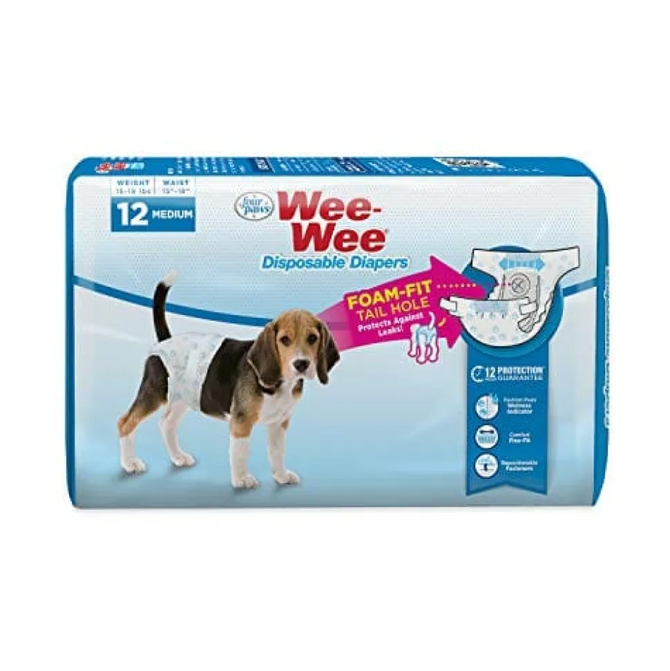 Four Paws Wee-Wee Disposable Dog Diapers - Medium - 12 Pack