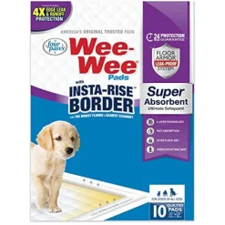 Four Paws Wee-Wee Insta-Rise Border Pad Dog Training Pads - 22 X 23 In - 10 Pack