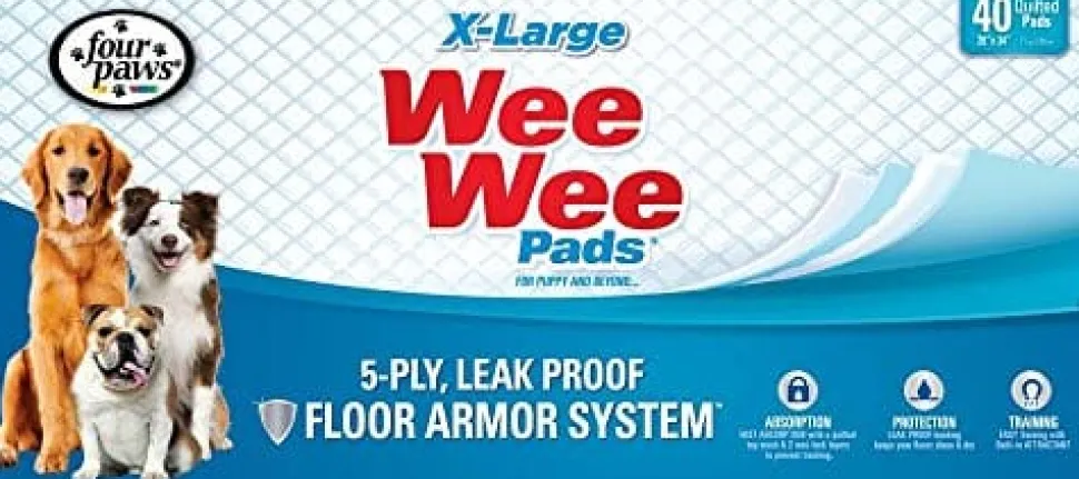 Four Paws Wee-Wee Pads Extra Large Dog Training Pads - 28 X 34 In - 40 Pack
