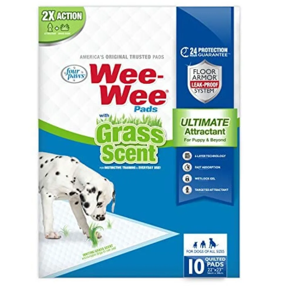 Four Paws Wee-Wee Pads with Grass Scent Dog Training Pads - 22 X 23 In - 10 Pack