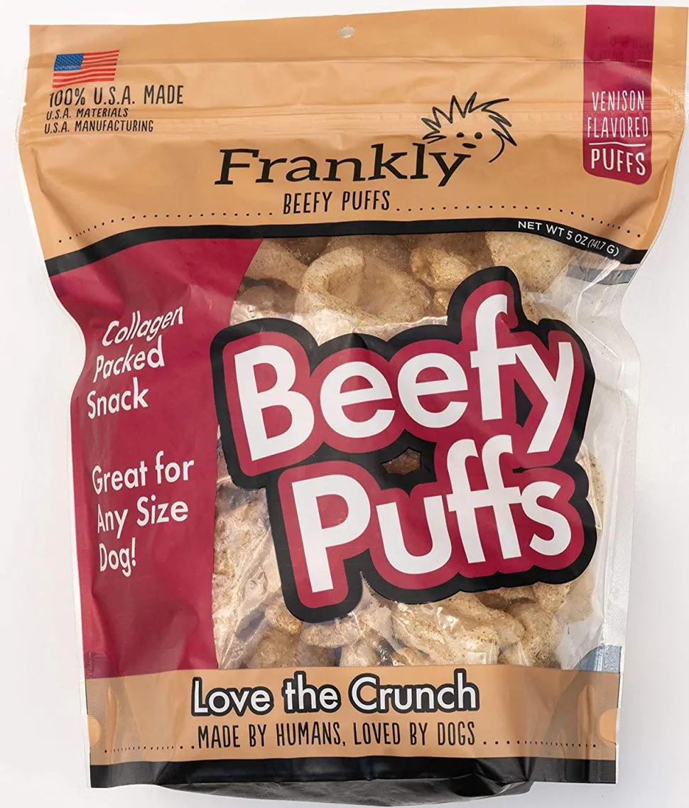 Frankly Pet Beefy Puffs Venison Crunchy Dog Treats - 5 oz