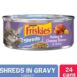 Friskies Savory Shreds Turkey And Cheese Dinner In Gravy Canned Cat Food