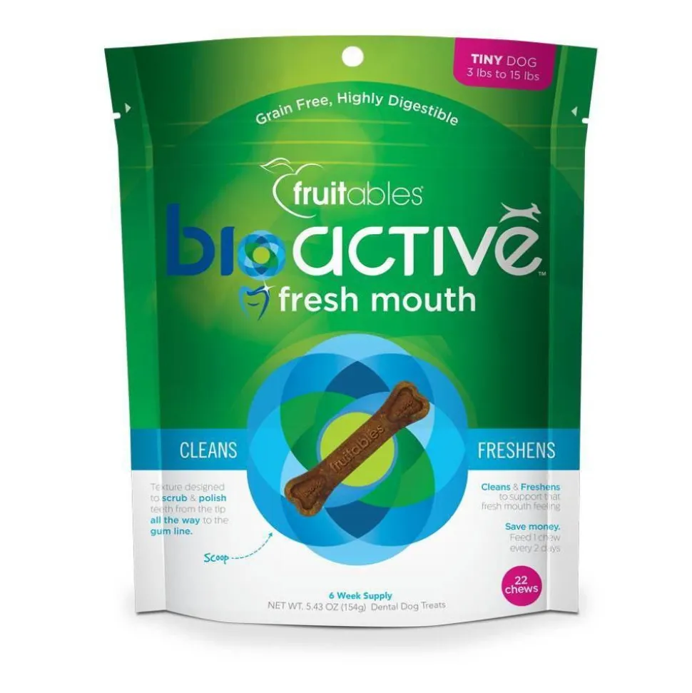 Fruitables BioActive Fresh Mouth Tiny Dog Dental Chews - 22 ct (5.4 oz) Pouch