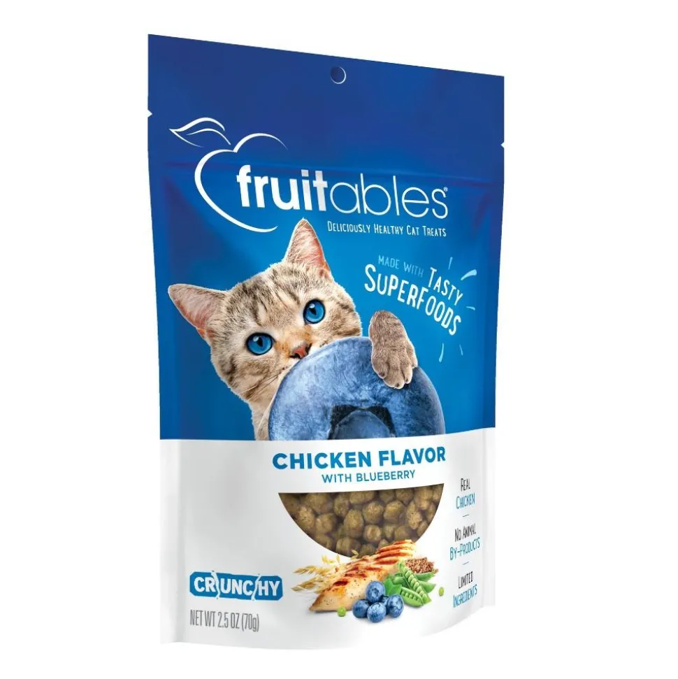 Fruitables Cat Treats Chicken/Blueberry Crunchy Cat Treats - 2.5 oz Bag