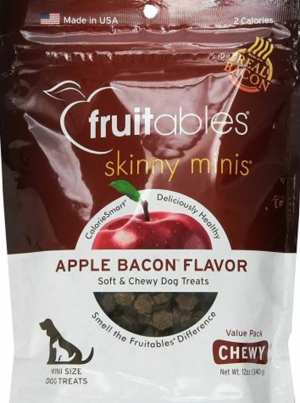 Fruitables Skinny Mini Apple & Bacon Soft and Chewy Dog Treats - 12 oz Pouch