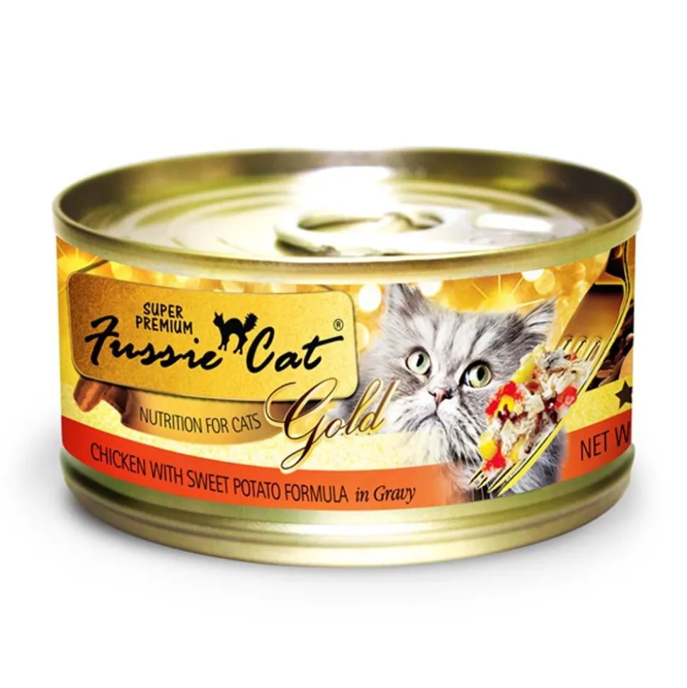 Fussie Cat SP Chicken with Sweet Potato Formula in Gravy Canned Cat Food - 24/2.82 oz Cans - Case of 1