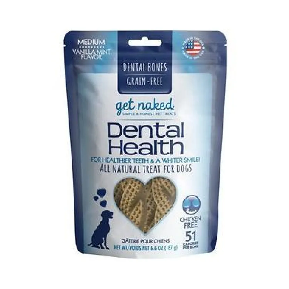 Get Naked Grain-Free Dog Chewy Dental Bones Mint - Medium - 6.6 Oz