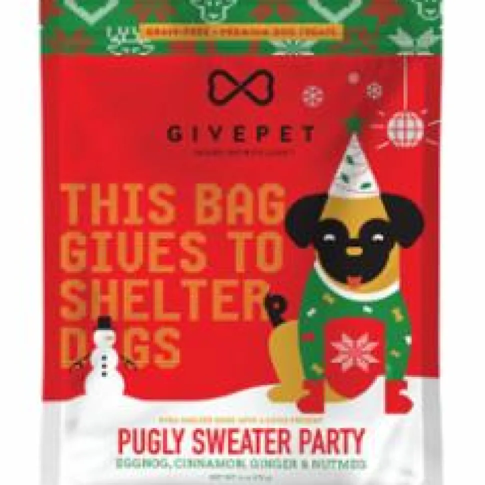 GivePet Dog Treats Holiday Grain-Free Pugly Sweater - 6 Oz