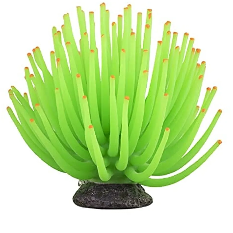 Glofish Anemone Resin Aquatics Decoration - Green - Large