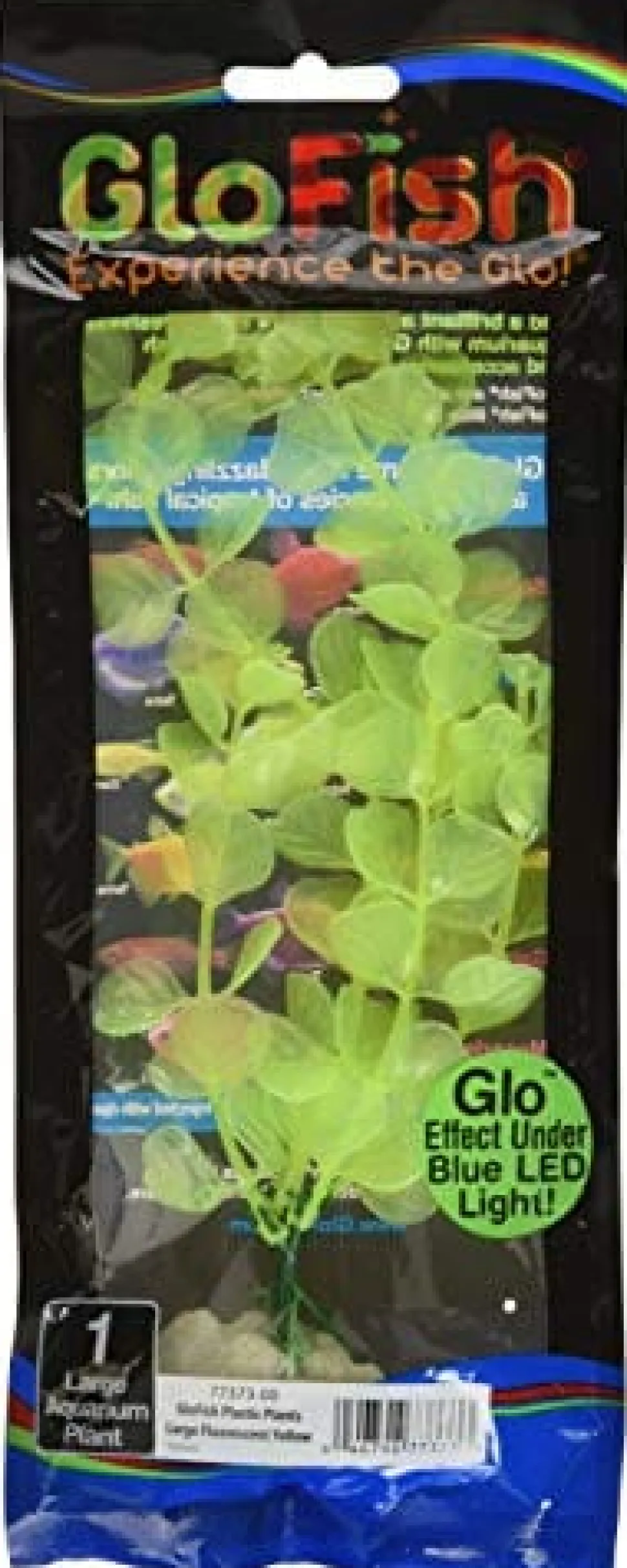 Glofish Fluorescent Single-Color Plastic Aquarium Plant - Yellow - Large