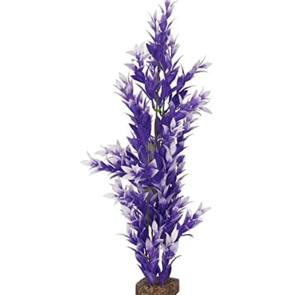 Glofish Multi-Color Plastic Aquarium Plant - Purple and White - Large