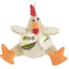 GoDog Checkers Sitting Rooster Squeak and Plush Dog Toy with Chew-Guard Tech - White - Large