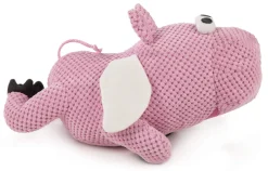 GoDog Checkers Skinny Pig Plush Dog Toy with Chew-Guard Tech - Pink - Large
