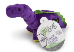 GoDog Dino Bruto Squeak and Plush Dog Toy with Chew-Guard Tech - Purple - Extra Small