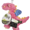 GoDog Dragon Squeak and Plush Dog Toy with Chew-Guard Tech - Coral - Mini
