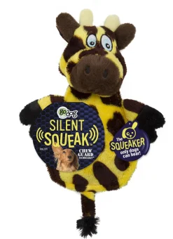 GoDog Hear Doggy Flattie Giraffe Silent Squeak Dog Toy with Chew-Guard Tech - Large