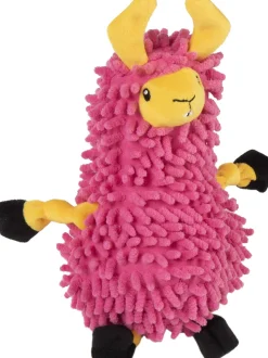 GoDog Llama the Noodle Squeak and Plush Dog Toy with Chew-Guard Tech - Pink - Small