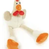 GoDog Mopz Chicken Squeak and Plush Dog Toy with Chew-Guard Tech - White