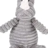 GoDog Mopz Rhino Squeak and Plush Dog Toy with Chew-Guard Tech - Orange