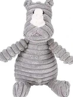 GoDog Mopz Rhino Squeak and Plush Dog Toy with Chew-Guard Tech - Orange