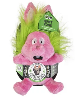GoDog Silent Squeak Crazy Hairs Rabbit Plush Dog Toy with Chew-Guard Tech - Large