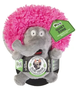GoDog Silent Squeak Crazy Hairs Elephant Plush Dog Toy with Chew-Guard Tech - Large