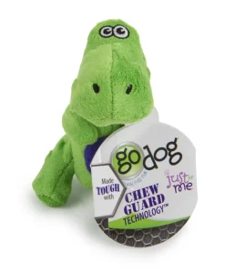 GoDog T-Rex Squeak and Plush Dog Toy with Chew-Guard Tech - Lime - Extra Small