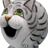 Gord-O Gray Cat Bird House - Gray/White - 6.7 X 6.3 X 5.9 In