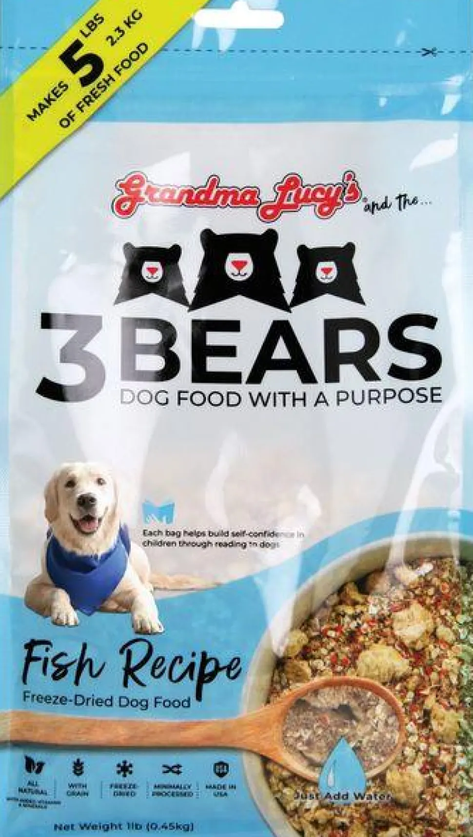 Grandma Lucy's 3 Bears Fish Dog Food Freeze-Dried Dog Food - 1 lb