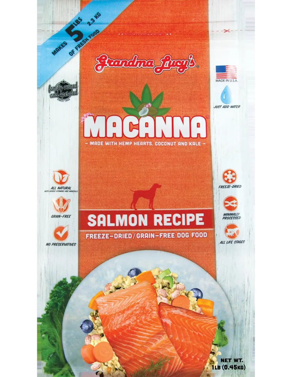 Grandma Lucy's Macanna Grain-Free Salmon Freeze-Dried Dog Food - 3 lb Bag