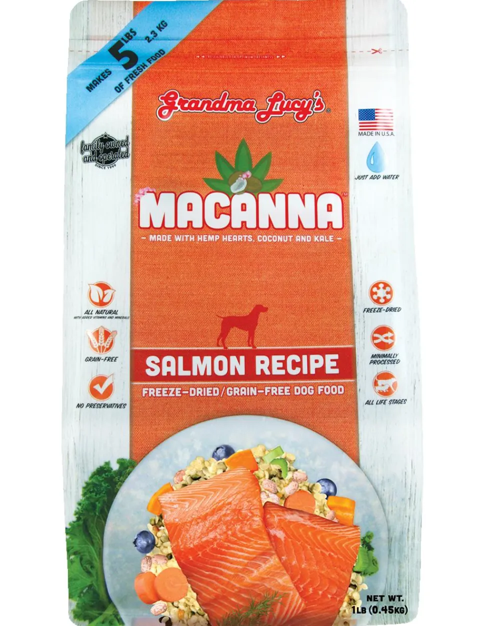 Grandma Lucy's Macanna Grain-Free Salmon Freeze-Dried Dog Food - 8lb Bag