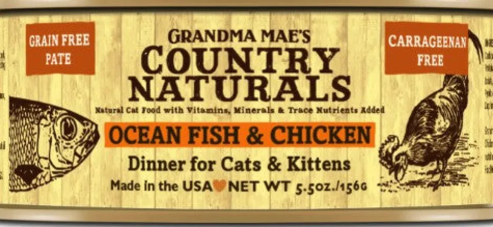 Grandma Mae's Country Naturals Cat Pate Grain-Free Ocean Fish and Chicken - 5.5 Oz - Case of 24