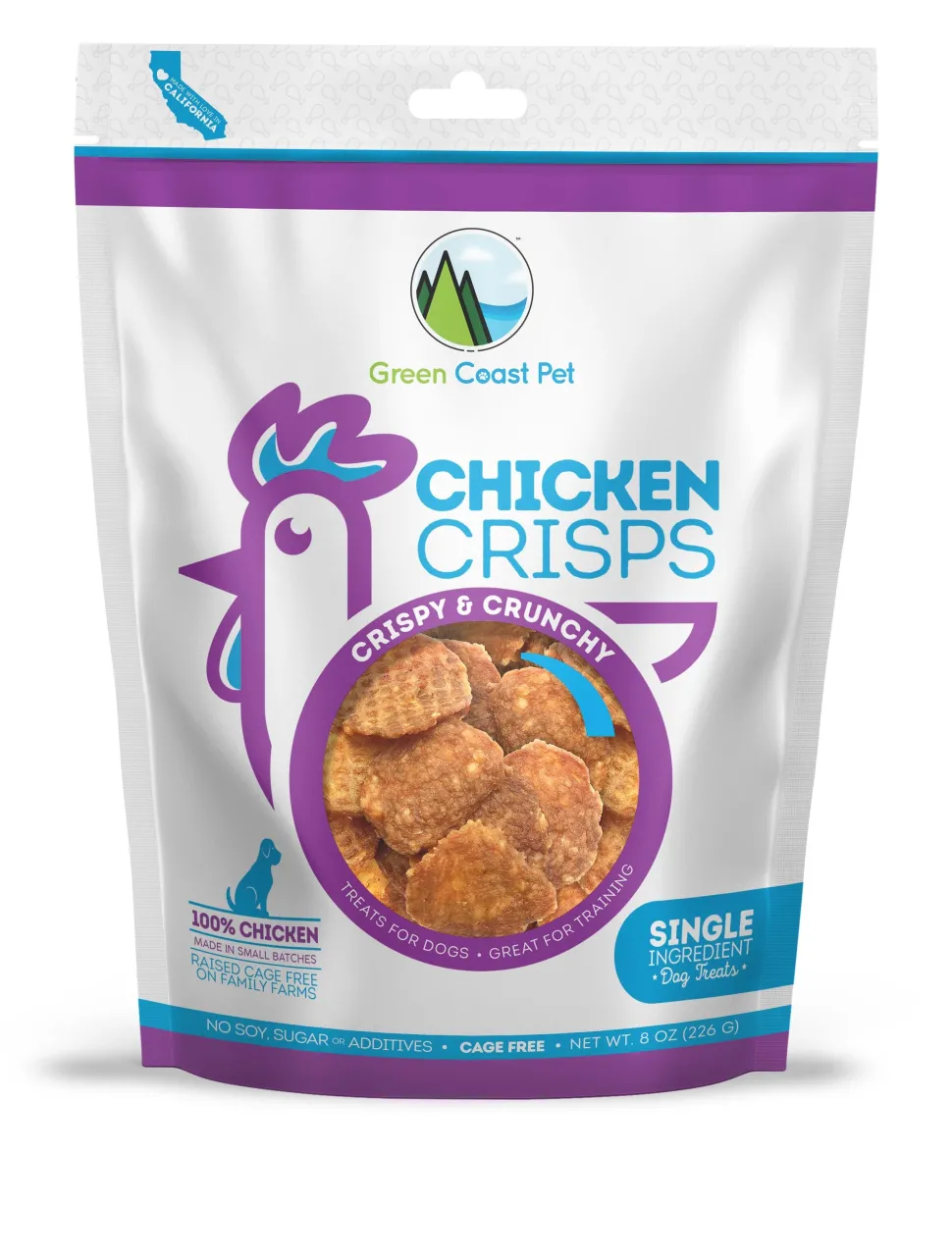 Green Coast Pet Chicken Crisps Single or Limited Ingredient Crunchy Dog Treats - 8 Oz