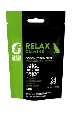 Green Gruff Relax Calm PLUS CBD Dog Supplements - 24 Count