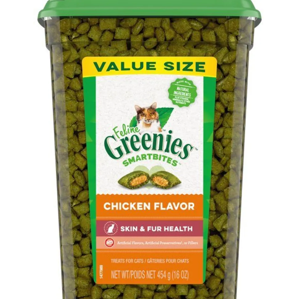 Greenies Feline SmartBites Skin & Fur Chicken Dental Cat Treats - 16 oz