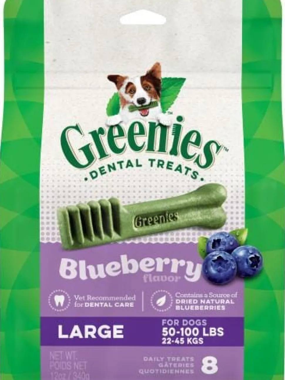 Greenies Large Blueberry Treat Pack Dental Dog Treats - 12 oz