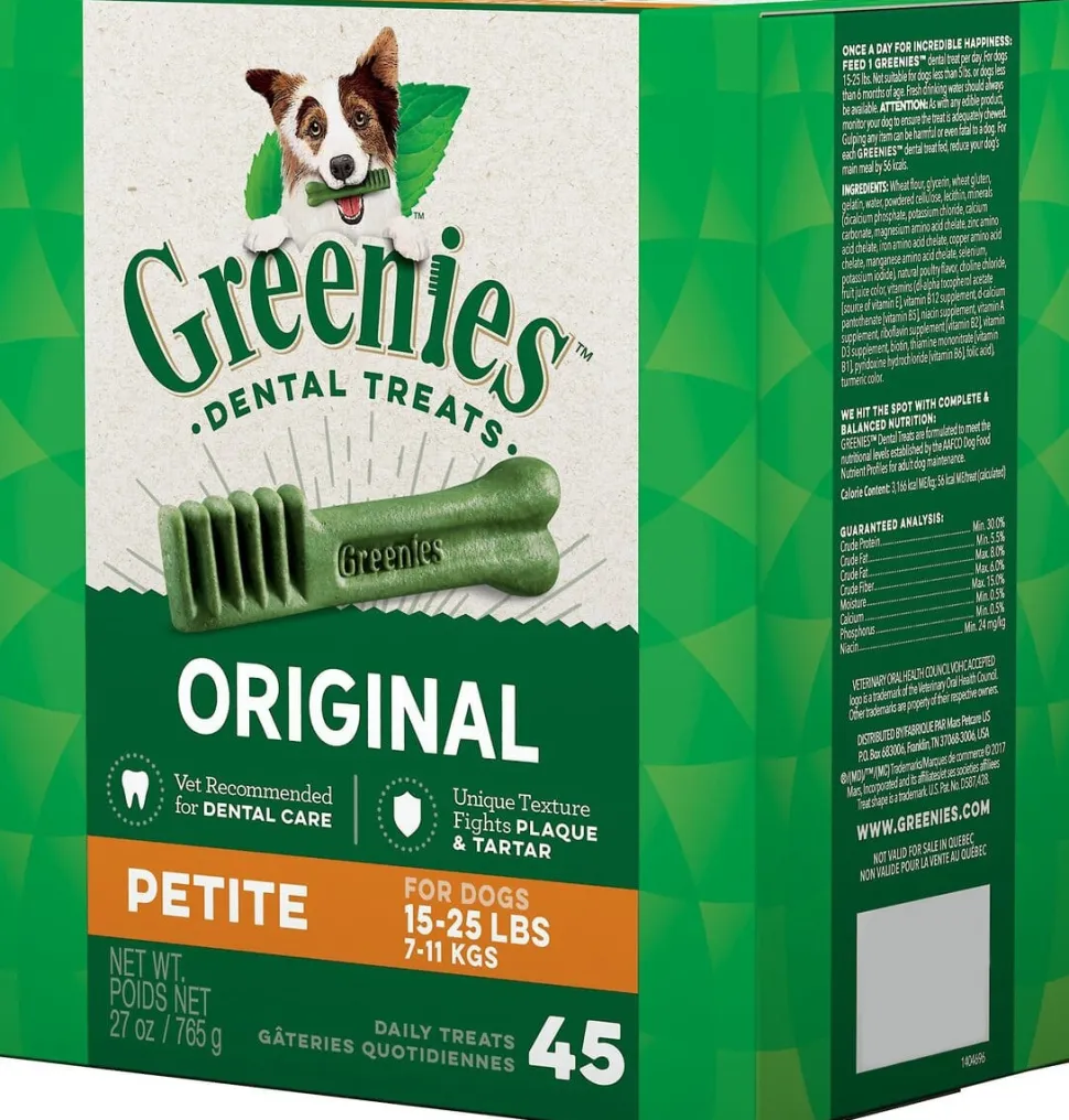 Greenies Petite Tub Treat Pack Dental Dog Treats - 27 oz - 45 Count