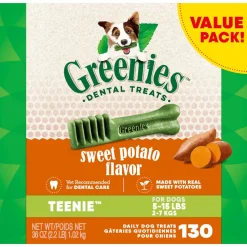 Greenies Sweet Potato Dental Bone Dog Treats - Value Pack - Teenie - 36 Oz