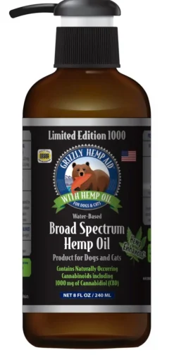 Grizzley Pet Products Grizzly Hemp Aid Limited Edition 1000mg Dog and Cat Supplement - 8 oz