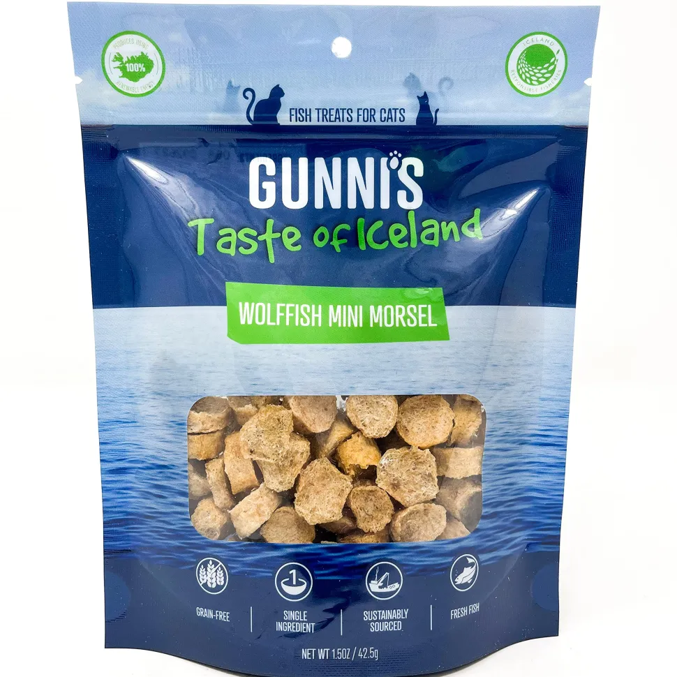 Gunnis Pet Grain-Free Mini Morsals Wolffish Natural Air-Dried Cat Treats - 1.5 Oz