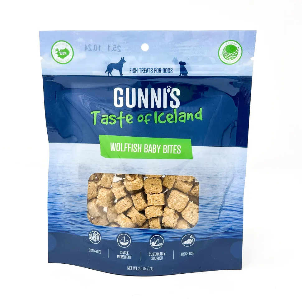 Gunnis Pet Grain-Free Wolffish Baby Bites Natural Air-Dried Dog Treats - 2.5 Oz