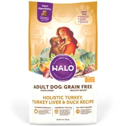 Halo Adult Healthy Weight Grain Free Holistic Turkey, Turkey Liver & Duck Recipe Dry Dog Food