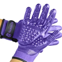 Hands On Pet Grooming & Bathing Gloves - Purple - Medium