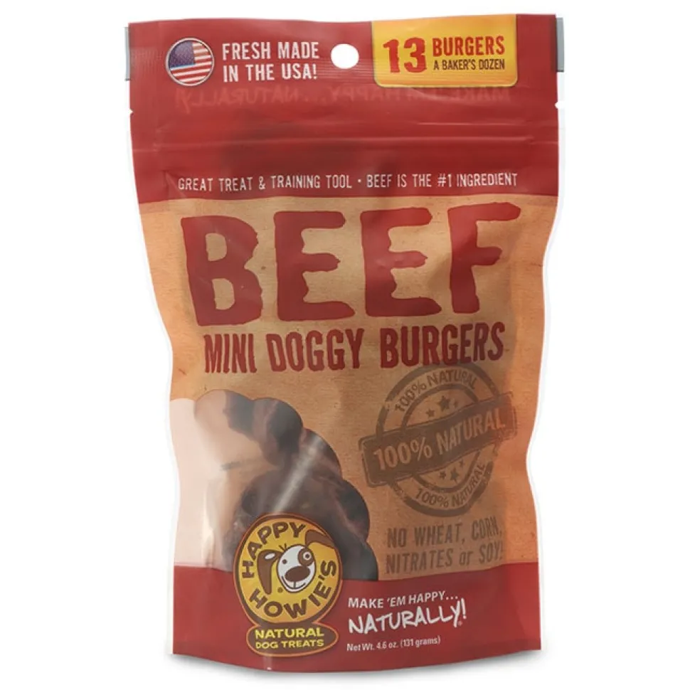 Happy Howie's 2" Mini Beef Burgers Natural Dog Chews - Baker's Dozen